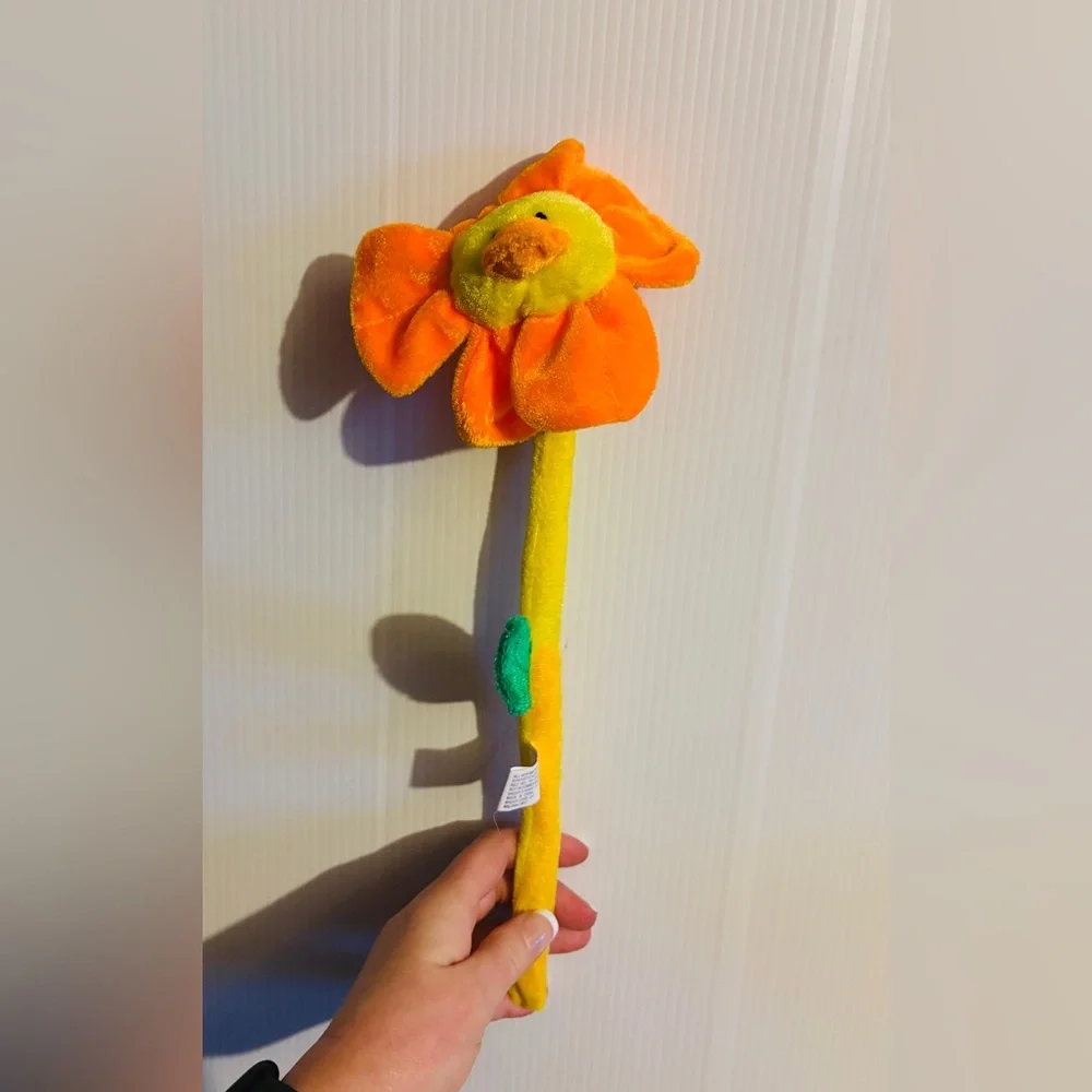Plush Orange & Yellow Flower Stick Toy